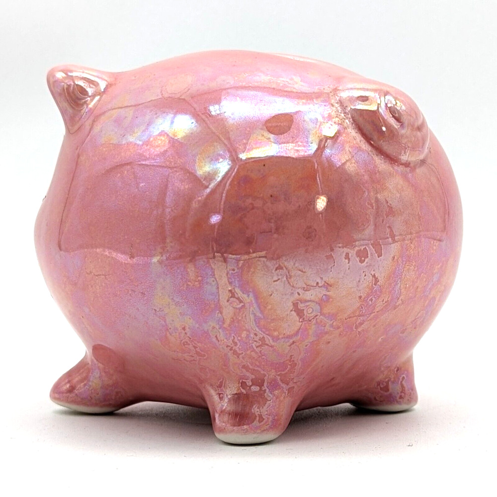 Mid Century Pink Piggy Bank Lusterware Anthropomorphic Coin Bank - Picture 8 of 12
